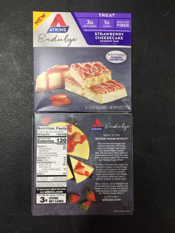 Photo 4 of [2 Pack] Atkins Endulge Strawberry Cheesecake Dessert Bar Treat, 1.2 oz, 5 count [EXP 7-5-22]