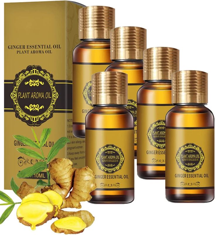 Photo 1 of 5 Pack Belly Drainage Ginger Oil,Natural Ginger Oil Lymphatic Drainage Massage,Ginger Essential Oil Plant Aroma Oil (Ginger-5Pack)