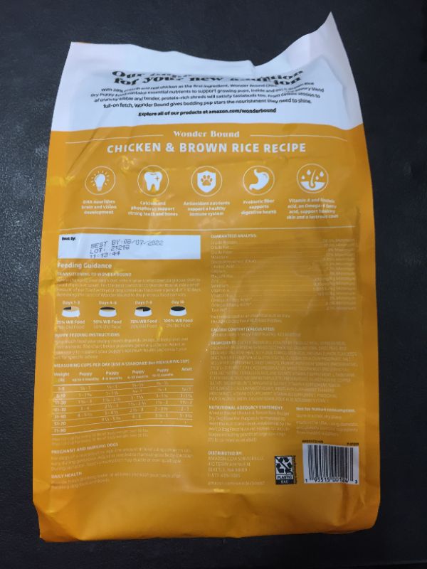 Photo 3 of Amazon Brand - Wonder Bound High Protein, Dry Puppy Food - Chicken & Brown Rice Recipe, 5 Lb Bag