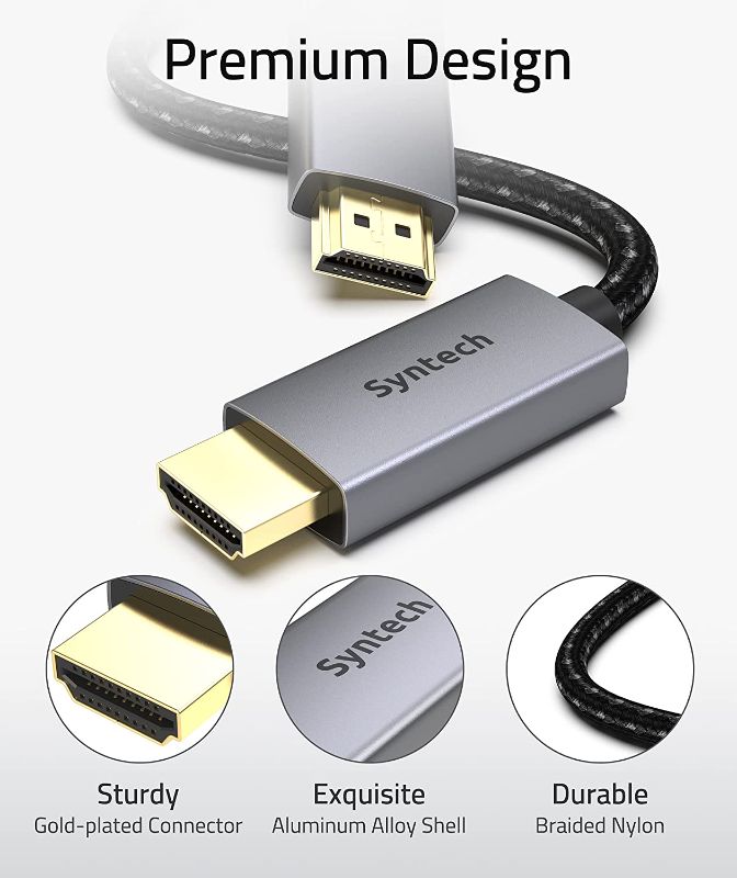 Photo 2 of 8K HDMI Cable 6.6ft, Syntech HDMI 2.1 Cable, 48Gbps Ultra High Speed HDMI Cable 8K