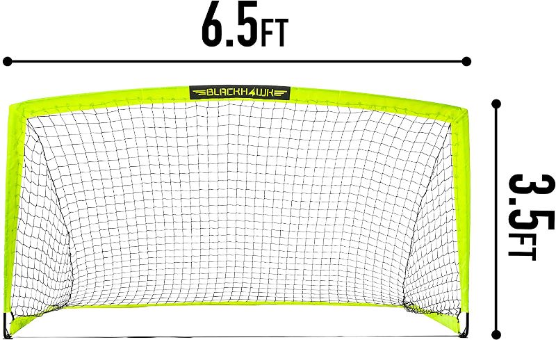 Photo 2 of Franklin Sports Blackhawk Backyard Soccer Goal - Portable Kids Soccer Net - Pop Up Folding Indoor + Outdoor Goals - 4' x 3' 
