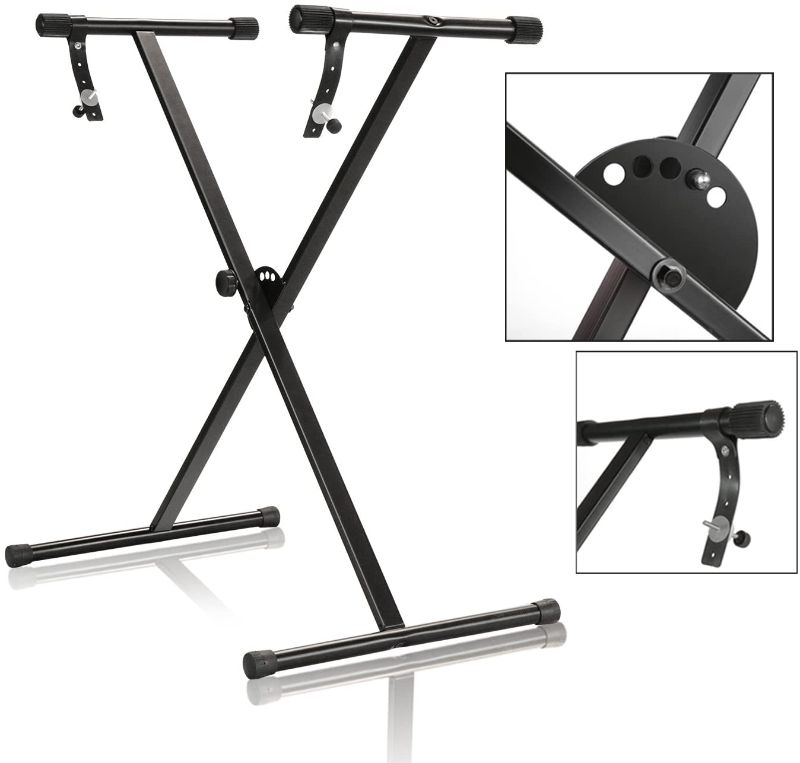 Photo 1 of  One-Tier Portable Single-X Keyboard Stand ***** MISSING SCREWS  AND 2 TOP SMALL BARS  -  ALL OTHER PARTS ARE IN PACKAGE WITHOUT DAMAGE ***