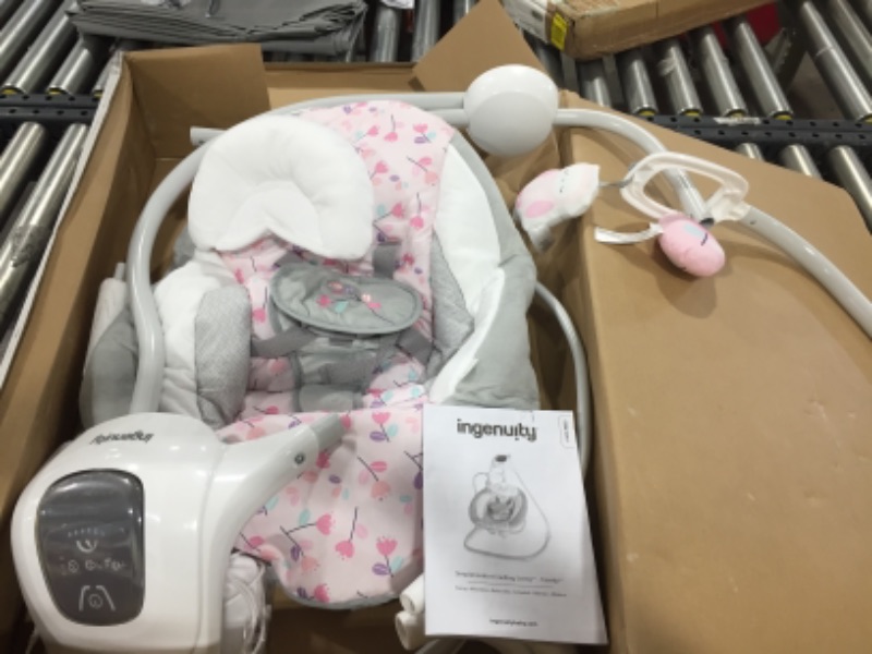 Photo 3 of Ingenuity SimpleComfort Lightweight Multi-Direction Compact Baby Swing - 6 Speeds, Nature Sounds & Vibrations - Cassidy (Pink)
**** USB A WALL ADAPTER NOT INCLUDED ***