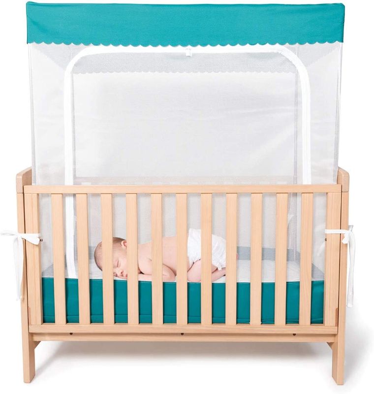 Photo 1 of YeTrini Crib Safety Tent,See Through Mesh Crib Netting Mosquito Nets Sturdy Crib Cover to Keep Toddler from Climbing Out ,to Keep Cats Out,to Keep Baby in-PINK/WHITE
