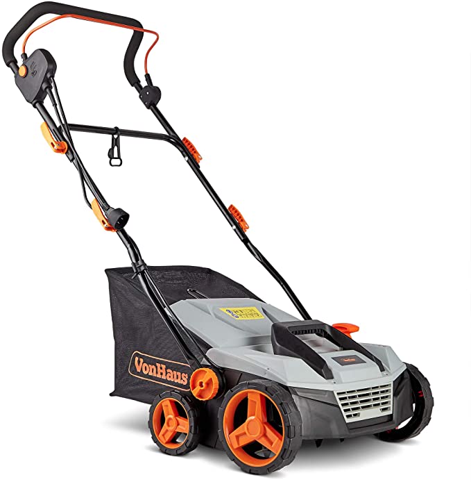 Photo 1 of VonHaus 2 in 1 Electric Lawn Dethatcher Scarifier & Aerator 12.5 Amp Corded Motor – 15” Working Width, 5 Adjustable Working Depths, 45QT Collection Bag, Folding Handle – for Lawn Health & Maintenance
