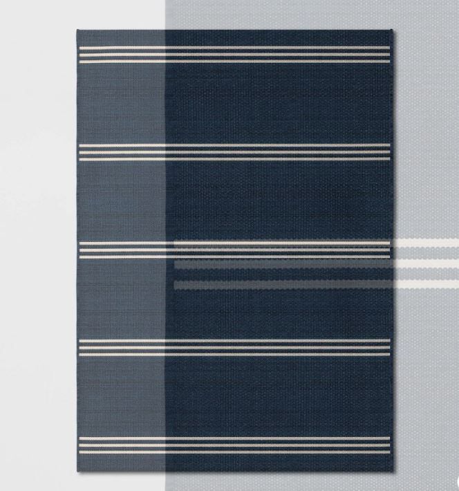 Photo 1 of Stripe Outdoor Rug Navy - Threshold™ 5' x 7'