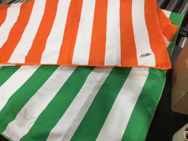 Photo 5 of 2 PACK - 100% Cotton Large Cabana Stripe Beach Towels, Super Absorbent Soft Plush Pool Towel, Bath Towel (GREEN/WHITE & ORANGE/WHITE)  *** SLIGHTLY DIRTY ON GREEN TOWEL DUE TO SHIPPING - JUST NEED TO BE WASHED BEFORE USE - NEW TOWELS ***