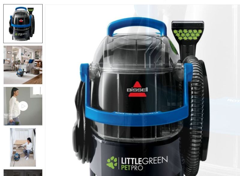 Photo 1 of BISSELL Little Green Pet Pro Portable Carpet Cleaner - Cobalt comes with 1 extra brush head & 1 pro clean & 1 antibacterial (8oz each )