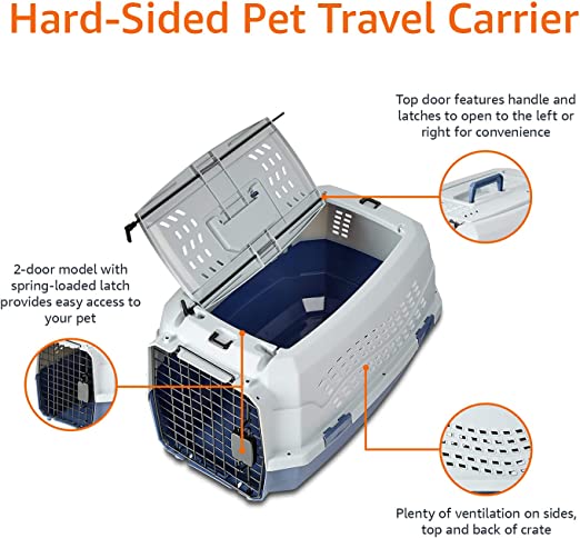 Photo 2 of Amazon Basics Two-Door Top-Load Hard-Sided Pet Travel Carrier