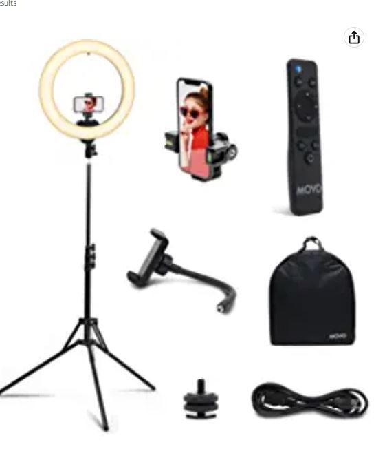 Photo 1 of 18" Ring Light with Adjustable Temperature and Brightness Settings - LED Ring Light with Tripod Stand for iPhone, Smartphone - Light Ring with Stand Perfect for Vloggers, Youtubers, Video Calls comes with tripod 