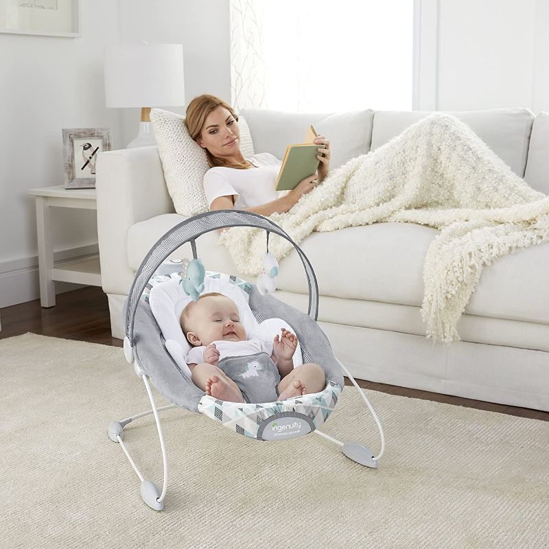 Photo 2 of Ingenuity SmartBounce Automatic Baby Bouncer Seat with Music, Nature Sounds, Removable Toy Bar & 2 Plush Infant Toys - Chadwick
