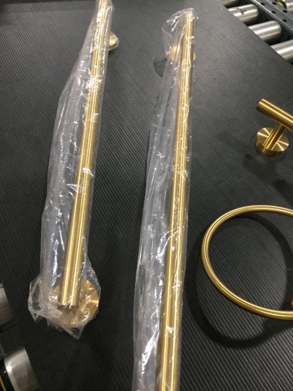 Photo 1 of 5 Piece Bathroom Accessories Set (1 - 20.5 & 1 - 26.5  Inch Towel Bars, 1 Towel Ring, 1 Toilet Paper Holder, 1 Towel Hook), Wall Mounted Bath Hardware Accessory Fixtures Set, Stainless Steel/Brushed Gold

