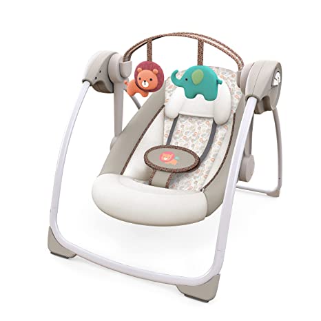 Photo 2 of Ingenuity Soothe 'n Delight 6-Speed Compact Portable Baby Swing with Music and Toy Bar, Folds for Easy Travel - Cozy Kingdom
