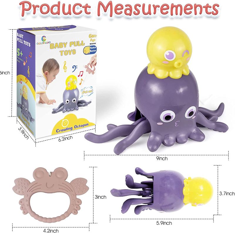 Photo 2 of COLOROUND Octopus Push & Pull Baby Musical Crawling Toy