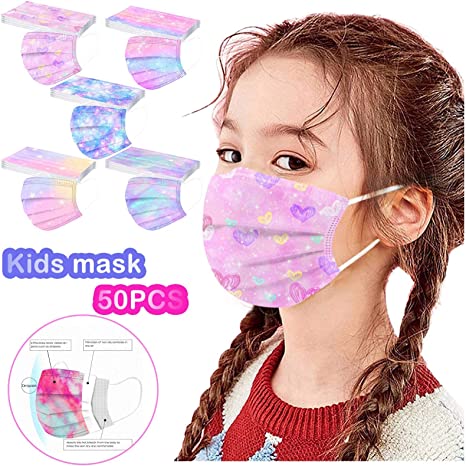 Photo 2 of Kids Face Mask 50PCS Starry Sky Gradient Colorful Printed Design