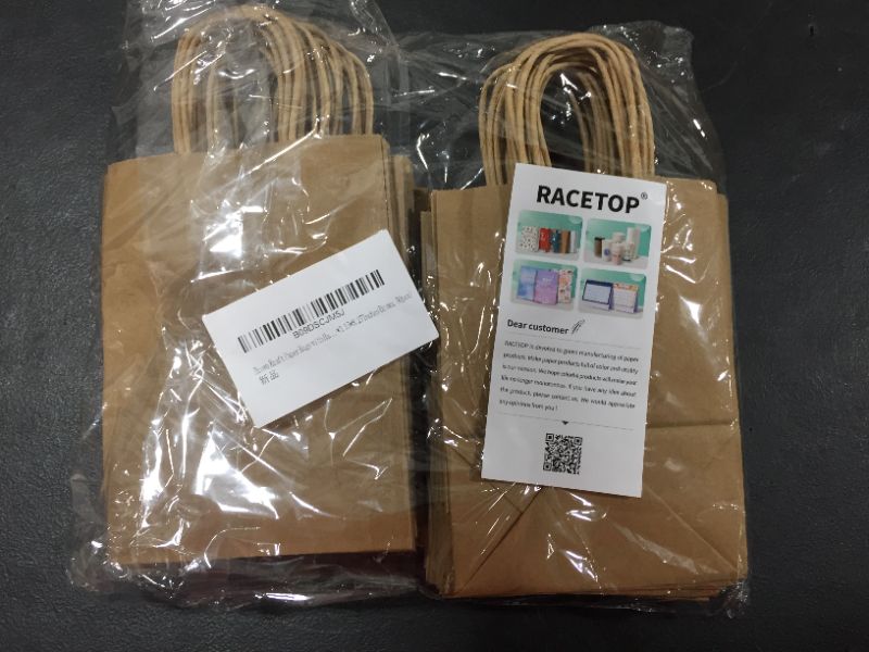 Photo 4 of [50 pcs] RACETOP Small Brown Kraft Paper Bags with Handles Bulk [5.9"x3.2"x8.3"]