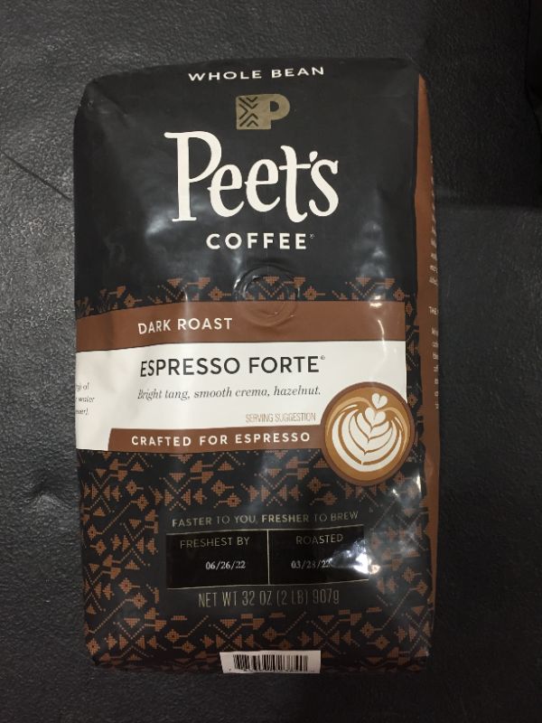 Photo 4 of [EXP 6-26-22] Peet's Coffee, Espresso Forte - Dark Espresso Roast Whole Bean Coffee - 32 Ounce Bag
