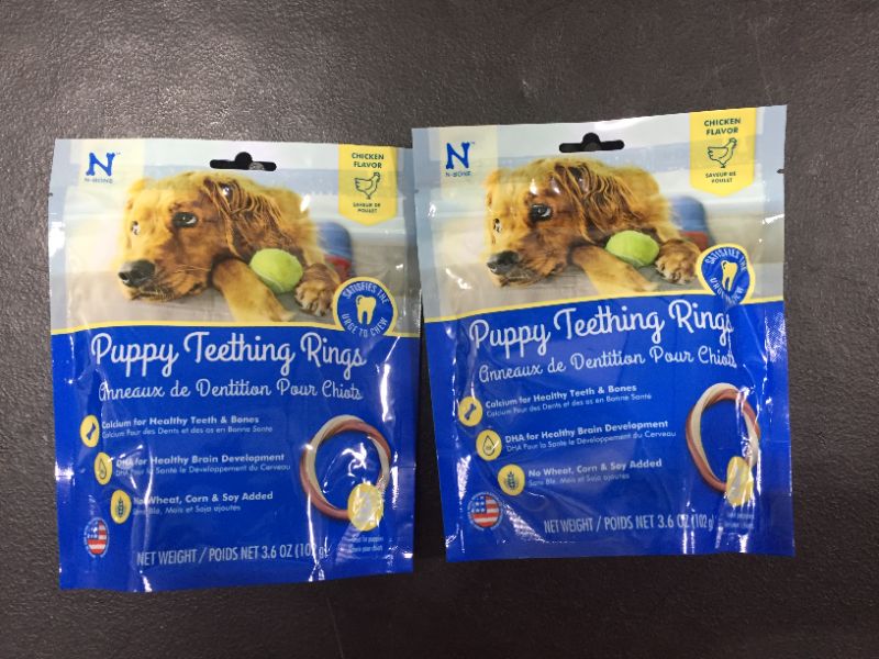 Photo 1 of [2 pack] N-Bone Puppy Teething Ring 3-Pack Chicken Chew Treats, 3.6 Oz.