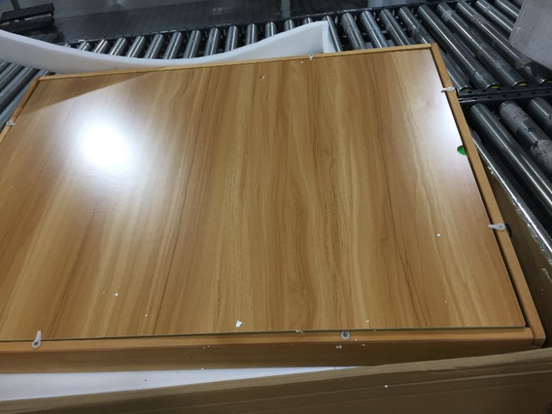 Photo 3 of 1500 Piece Puzzle Board, 34" x 26" Wooden Jigsaw Puzzle Table with Folding Legs and 4 Drawers  ** STOCK PHOTO IS NOT EXACT MATCH TO PRODUCT ** PRODUCT IS LIGHT WOOD AND HAS 4 DRAWERS AND LEGS AS SHOWN IN ACTUAL PICS BELOW **** SMALL DAMAGE AREA WOULD NOT 