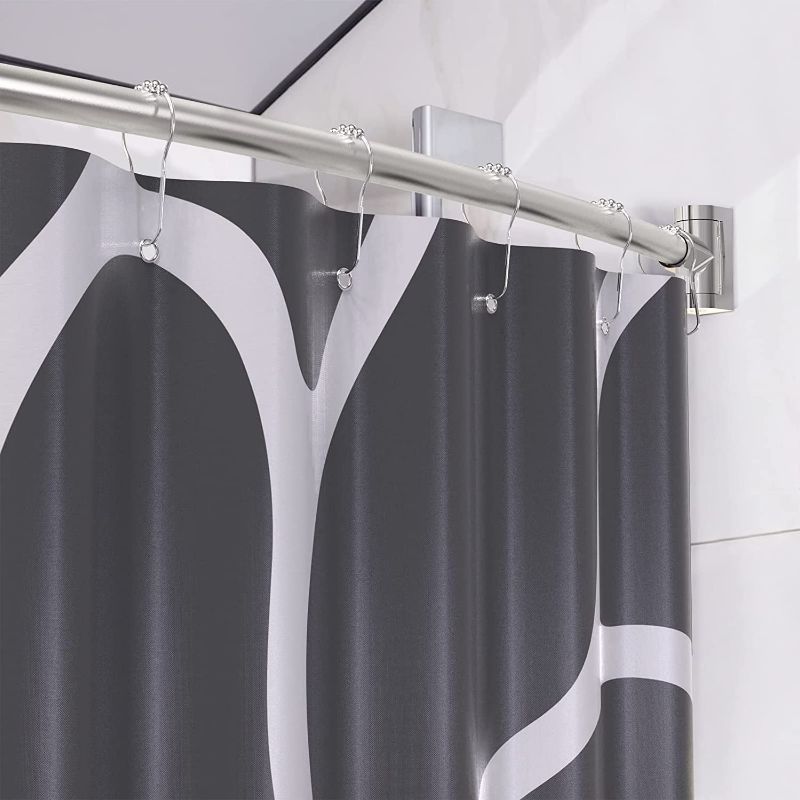 Photo 1 of  Adjustable Arched Curved Shower Curtain Rod Rustproof Expandable Aluminum Metal Shower Rod -  ( ROD ONLY NO CURTAIN )  SILVER 