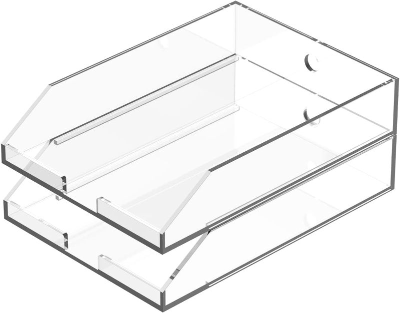 Photo 1 of EXPUTRAN Stackable Acrylic File Tray, 2 Tier Organizer