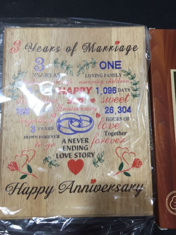 Photo 4 of 3 Years of Marriage Wooden Sign [Husband and Wife Gifts]