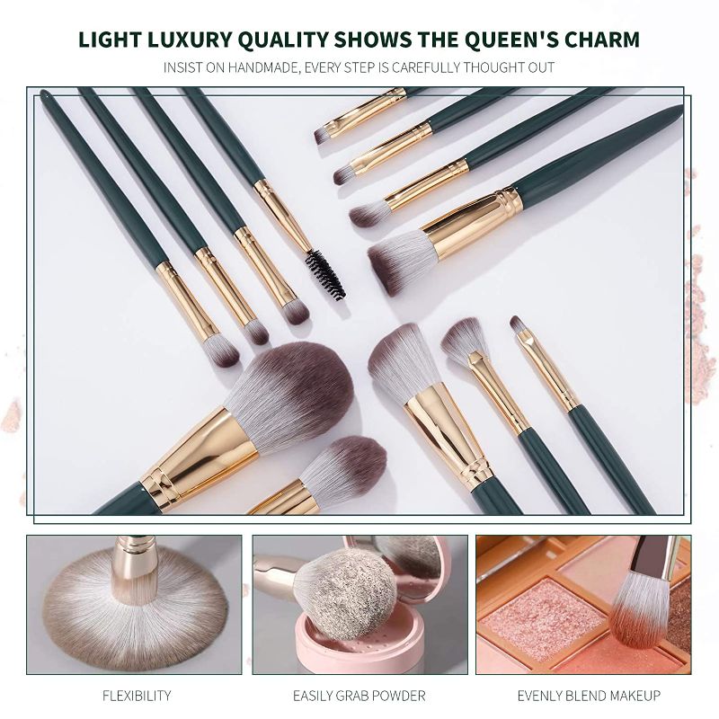 Photo 1 of OsiliviA Makeup Brushes- 13Pcs Premium Synthetic in Deep Green