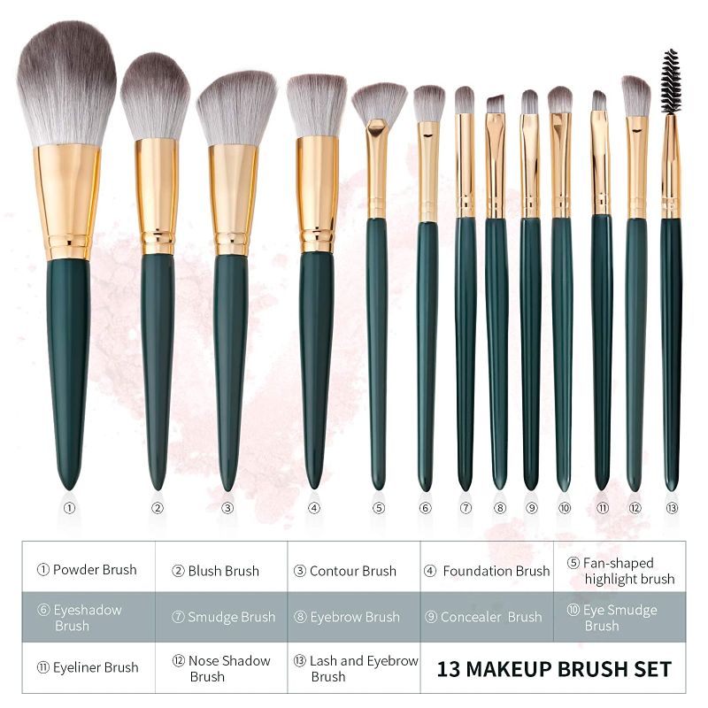 Photo 1 of OsiliviA Makeup Brushes- 13Pcs Premium Synthetic in Deep Green