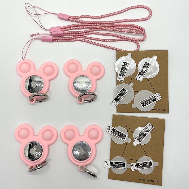 Photo 1 of [4 Pack] Apple AirTags Holder Silicone Fidget Pop it (Pink)