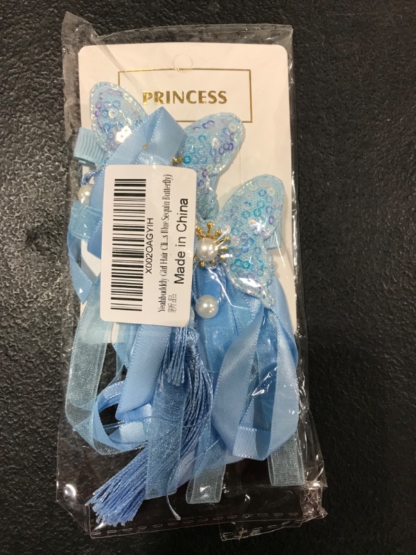 Photo 1 of Hand-made Grosgrain Ribbon Alligator Clips Hair Accessories for Kids Teens Women Pets [Blue Butterflies]