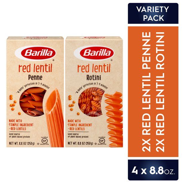 Photo 1 of [2 Pack] Barilla Gluten Free Red Lentil Rotini & Red Lentil Penne Pasta Variety Pack (8.8 oz per box)