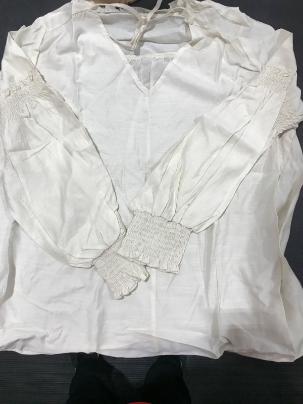 Photo 1 of [Size 2X] Women's Long Sleeve Peasant Blouse- cream