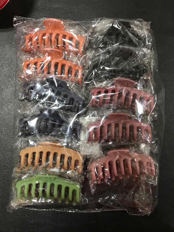 Photo 3 of 12 Pack Large Hair Claw Clips for Woman, Matte Banana Clips