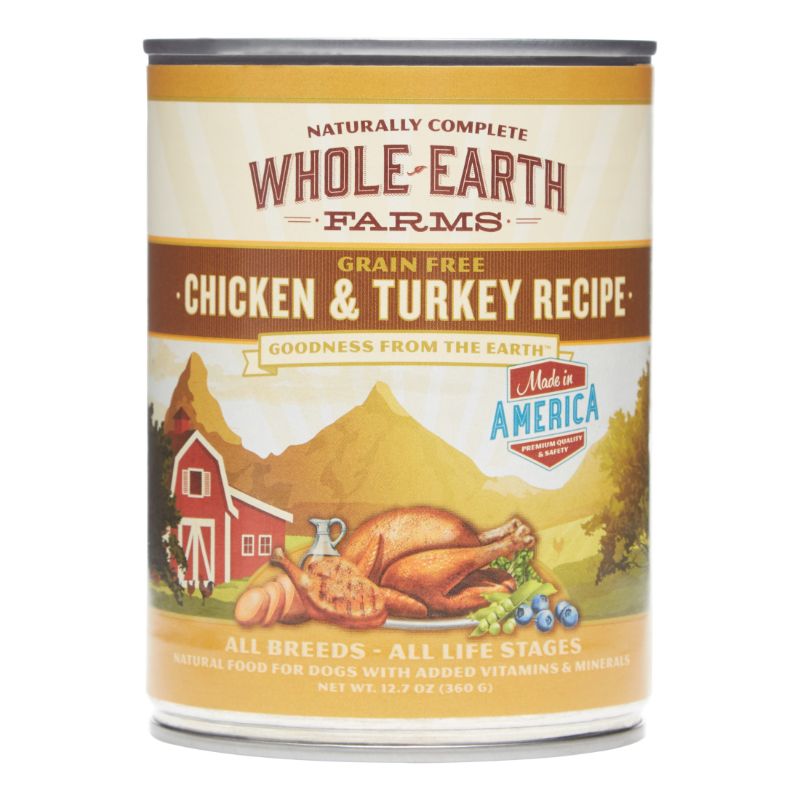 Photo 1 of [EXP 6-22] Whole Earth Farms Grain Free Chicken and Turkey Recipe Canned Dog Food 12.7-oz, Case of 12