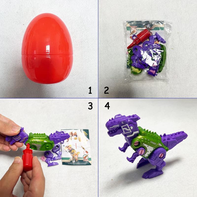 Photo 2 of Jofan 4 Pack Jumbo Take Apart Dinosaur Eggs Prefilled Plastic Eggs with Toys