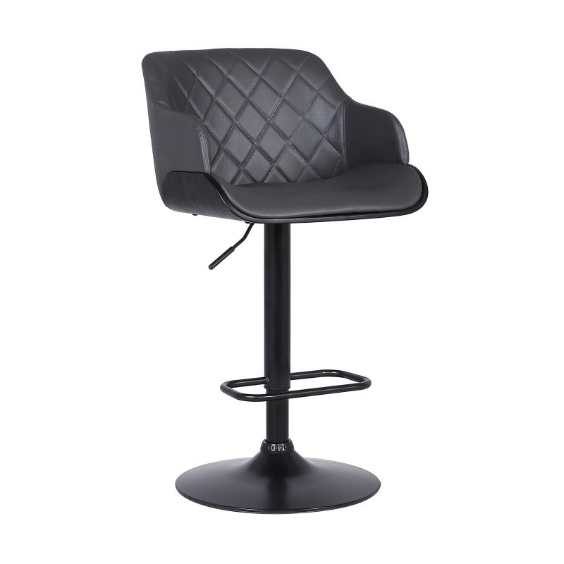 Photo 1 of Armen Toby 33"H Faux Leather Extra Tall Adjustable Barstool in Gray and Black