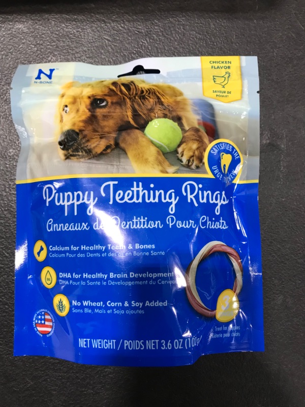 Photo 4 of [2 Pack] N-Bone Puppy Teething Ring 3-Pack Chicken Chew Treats, 3.6 Oz.
