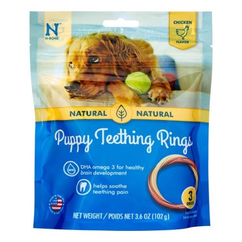 Photo 1 of [2 Pack] N-Bone Puppy Teething Ring 3-Pack Chicken Chew Treats, 3.6 Oz.

