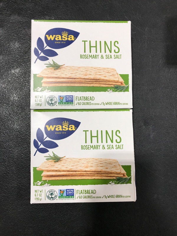 Photo 2 of [2 Pack] Wasa Crispbread Thins,Rosemary & Sea Sal 6.7 Oz [EXP 6-22]