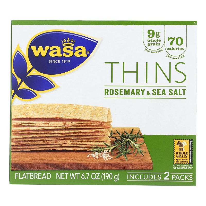 Photo 1 of [2 Pack] Wasa Crispbread Thins,Rosemary & Sea Sal 6.7 Oz [EXP 6-22]