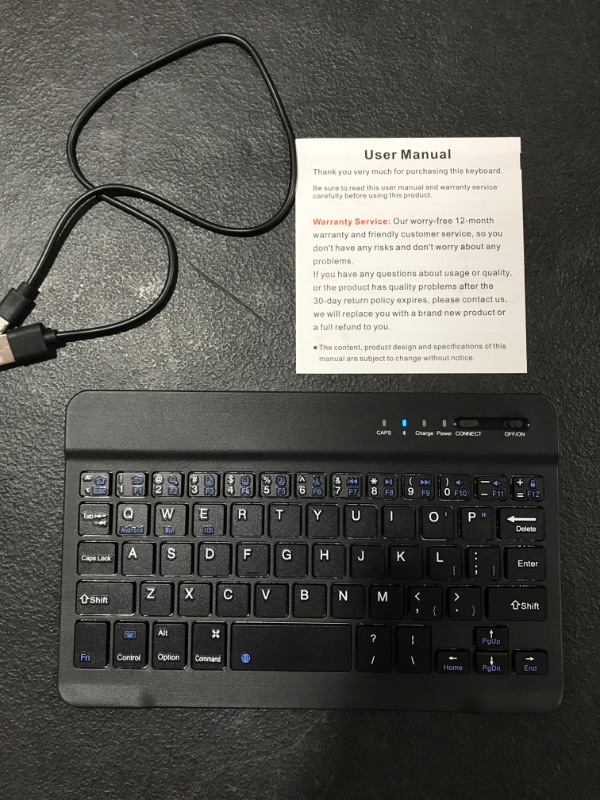 Photo 4 of Ultra-Slim Bluetooth Keyboard Portable Rechargeable for Apple iPad iPhone Samsung Tablet Phone Smartphone iOS Android Windows (7 inch Black)