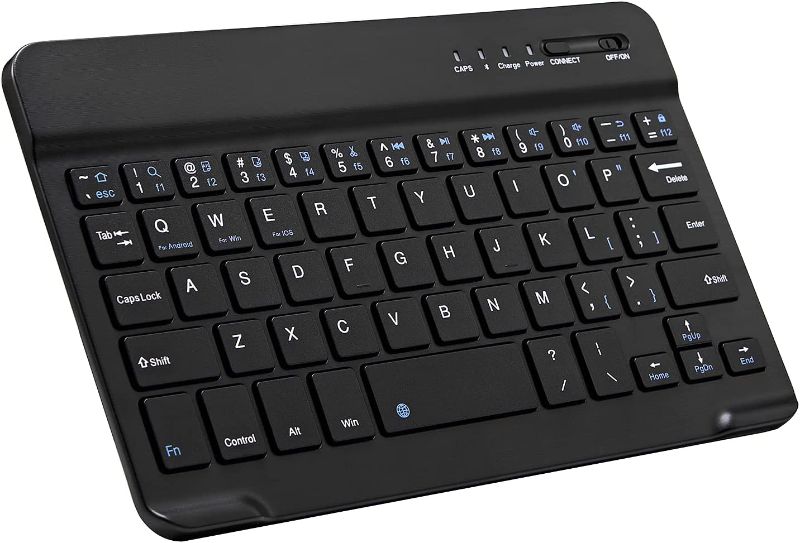 Photo 1 of Ultra-Slim Bluetooth Keyboard Portable Rechargeable for Apple iPad iPhone Samsung Tablet Phone Smartphone iOS Android Windows (7 inch Black)