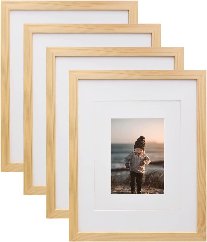 Photo 1 of [5 Pack] KINLINK 11x14 Picture Frames Natural Wood Frames with Acrylic Plexiglass for Pictures