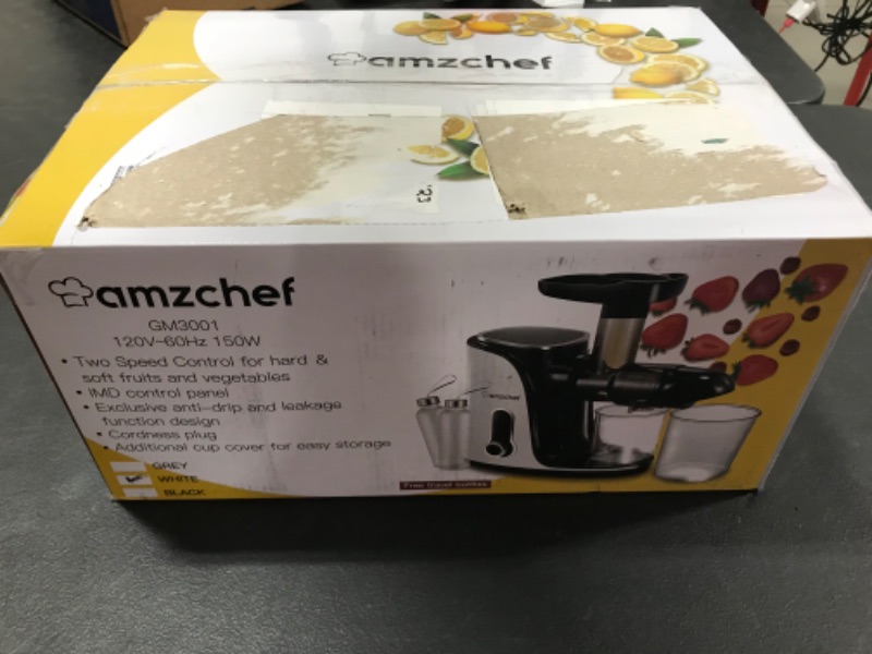 Photo 5 of AMZCHEF Slow Masticating Juicer Extractor, Cold Press Juicer with Two Speed Modes, 2 Travel bottles(500ML),LED display, Easy to Clean Brush & Quiet Motor [White]
