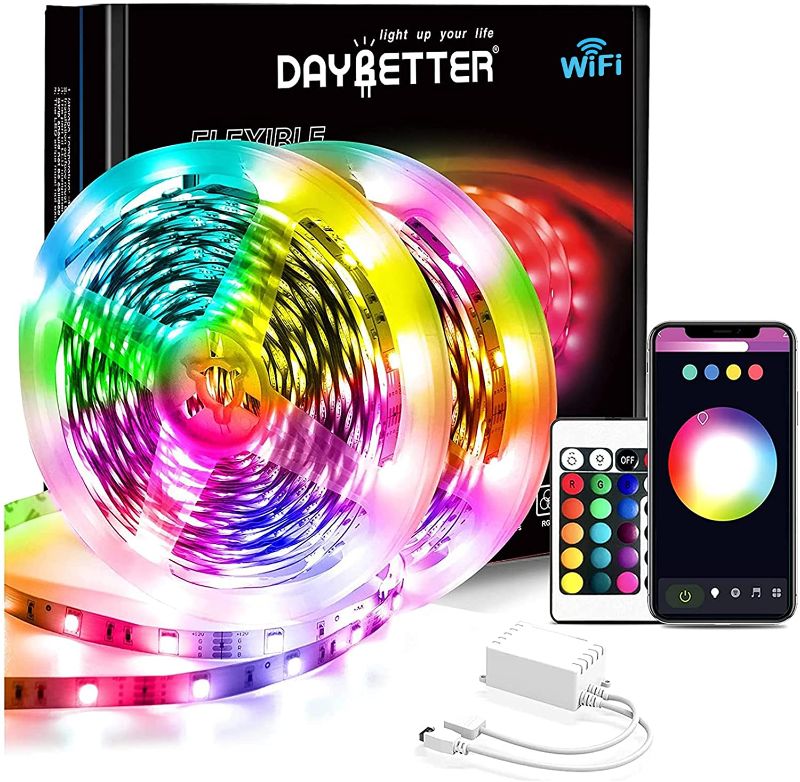 Photo 1 of DAYBETTER 65.6ft WiFi Smart Led Lights Strip with Tuya App Control for Bedroom Decoration Work with Alexa and Google Assistant(2 Rolls of 32.8ft)