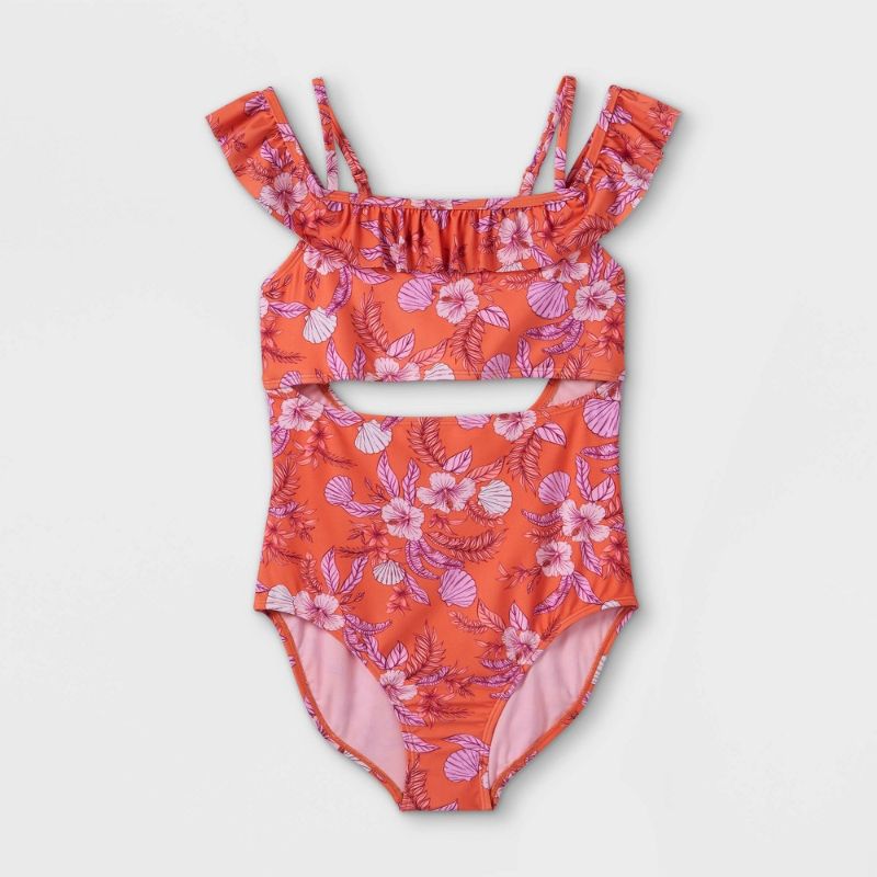 Photo 1 of Girls' Floral Print Off Should One Piece Swimsuit- art class™
size large plus
2 pack