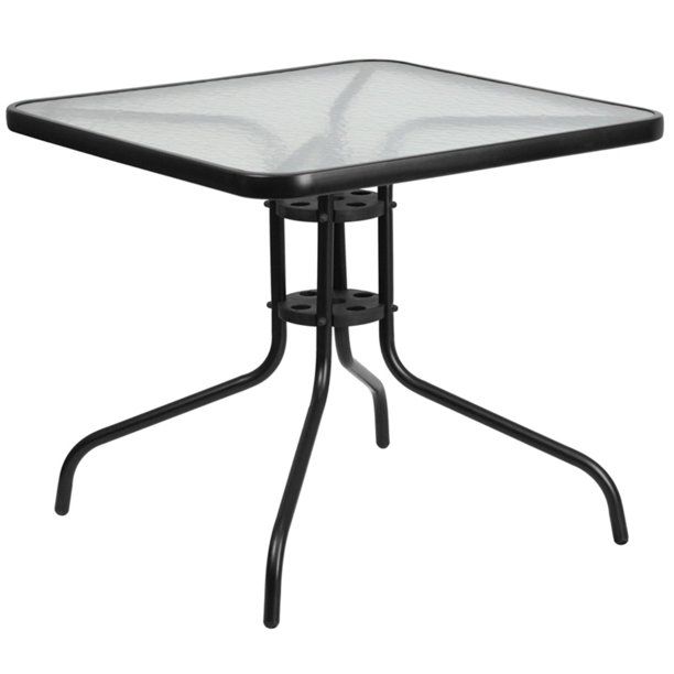 Photo 1 of (FOR PARTS ONLY!) MISSING HARDWARE! Flash Furniture 23.5'' Square Tempered Glass Metal Table
