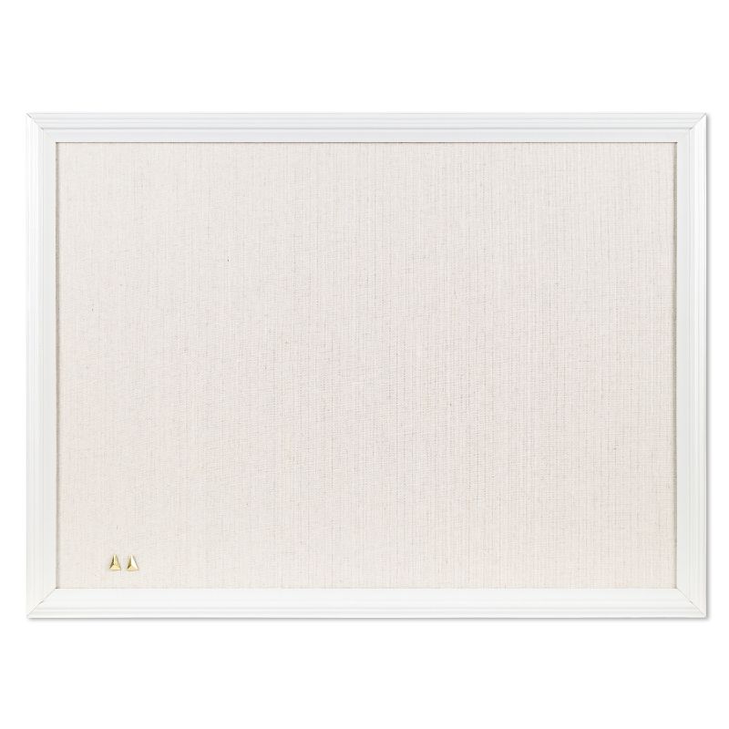 Photo 1 of U BRANDS Natural Linen Bulletin Board, 30" x 20", White MDF Decor Frame
