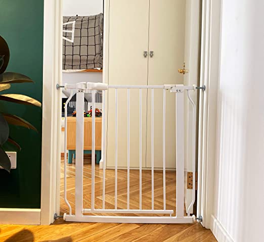 Photo 1 of BalanceFrom Easy Walk-Thru Safety Gate for Doorways and Stairways with Auto-Close/Hold-Open Features, Multiple Sizes, White