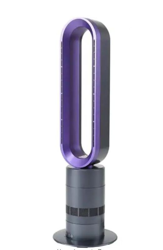 Photo 1 of 32 in. Purple Bladeless Tower Fan with Timer, 10-Speeds Adjustable and Remote Control